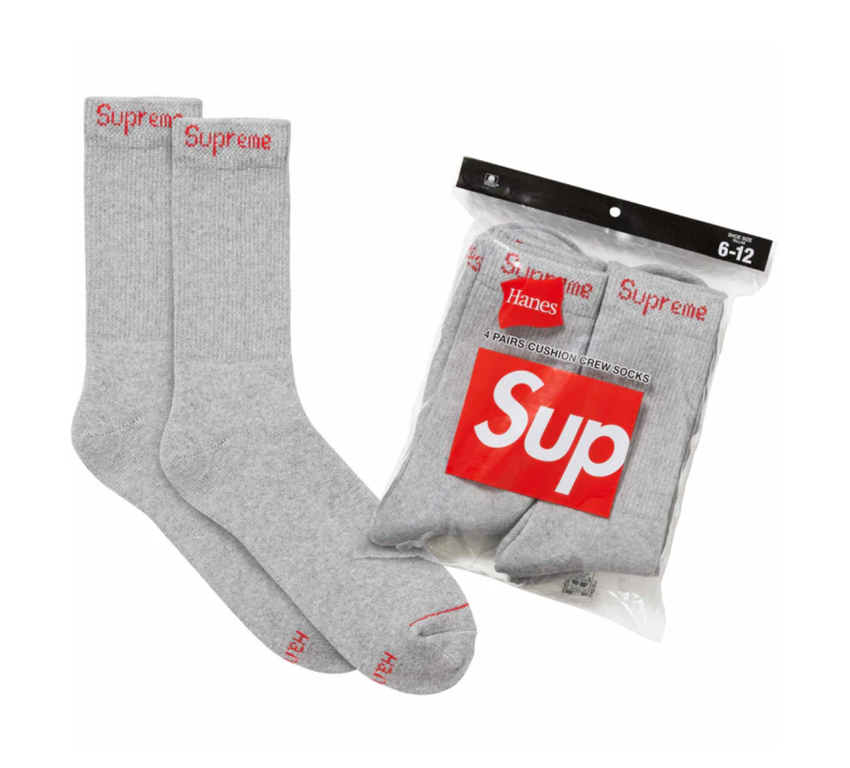 Supreme Hanes クッションクルーソックス 4ペア SUPREME HANES SOCKS GREY (4 PACK) – YankeeKicks Online