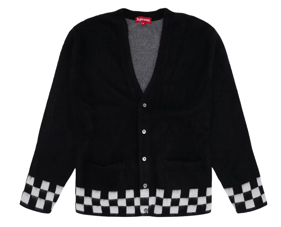 Supreme Brushed Checkerboard Cardigan Black