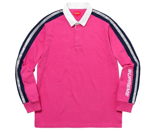 トップス supreme reflective sleeve stripe rugby Supreme Reflective Sleeve Stripe Rugby - Pink – YankeeKicks Online