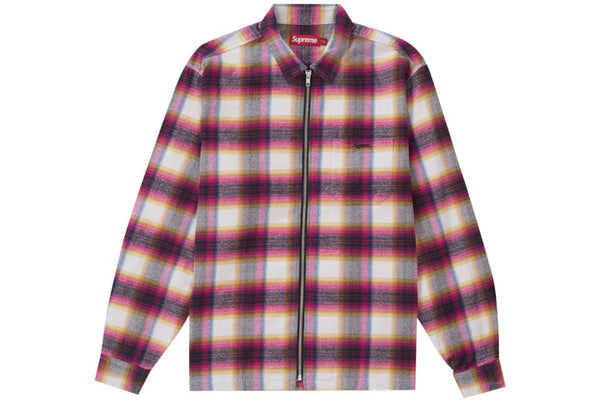 Supreme Shadow Plaid Flannel Zip Up Shirt (SS24) White Supreme Shadow Plaid Flannel Zip Up Shirt (SS24) White