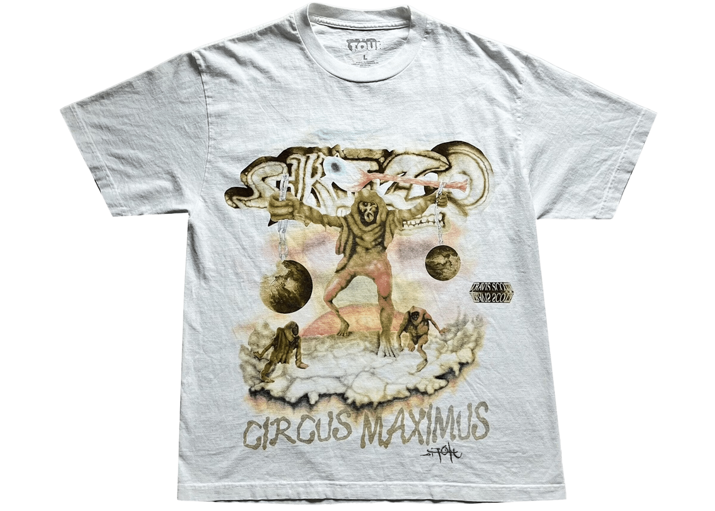 Travis Scott Utopia Tour Skitzo Circus Maximus Tee White Travis Scott Utopia Tour Skitzo Circus Maximus Tee White