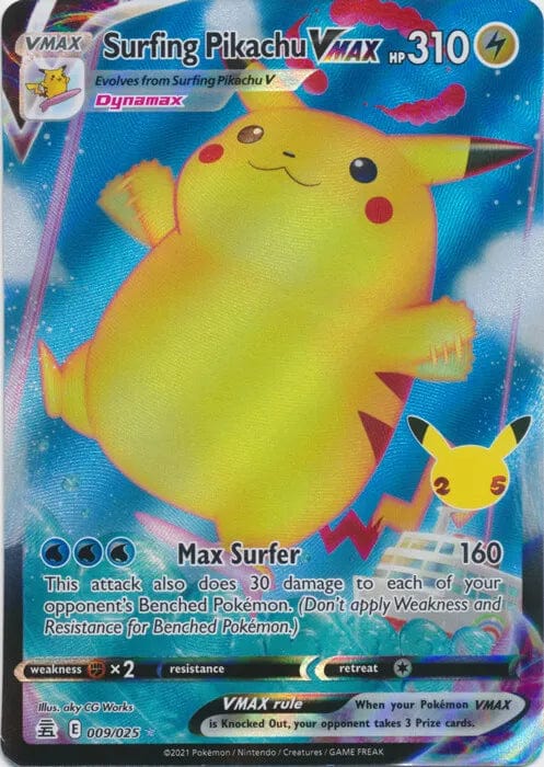 Surfing Pikachu VMAX - 009/025 Ultra Rare Celebrations NM Pokemon TCG YankeeKicks Online Surfing Pikachu VMAX - 009/025 Ultra Rare Celebrations NM Pokemon TCG YankeeKicks Online