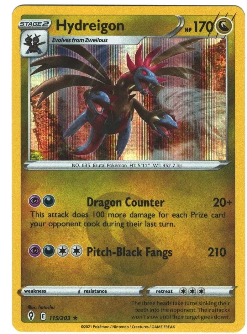 Pokemon TCG Evolving Skies 115/203 Hydreigon Rev Holo Card Pokemon TCG Evolving Skies 115/203 Hydreigon Rev Holo Card