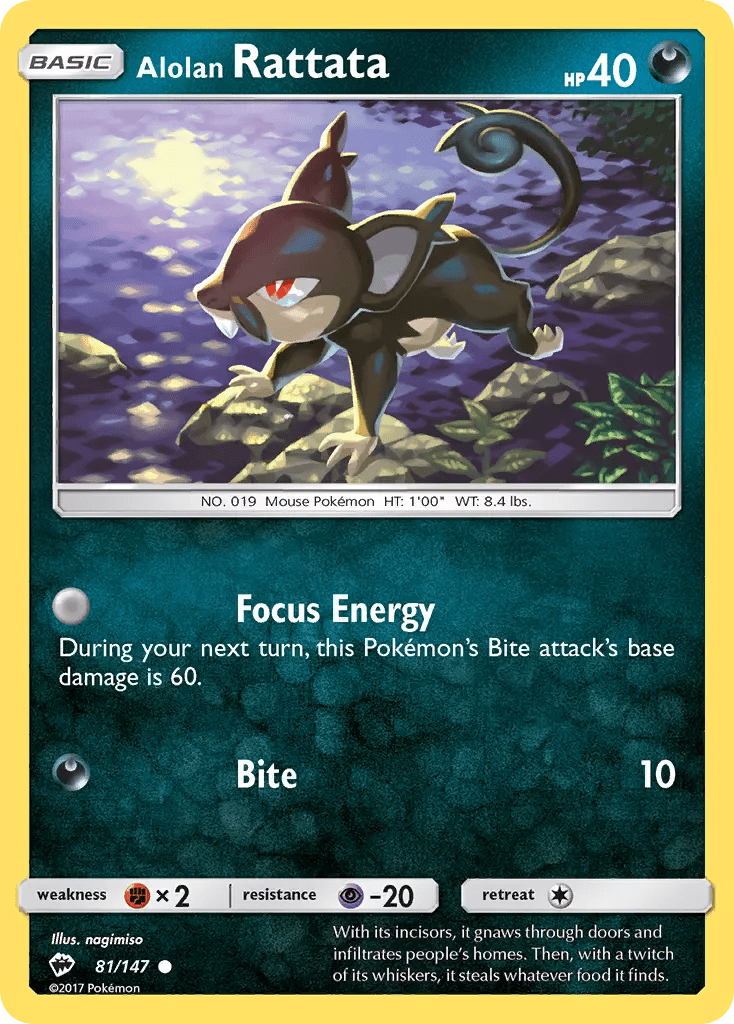 pokemon card rattata Alolan - 041/078 Mint / near mint condition trading card Rattata Shadowless Pokemon Card |