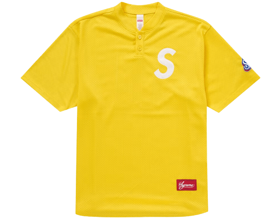 Supreme S Logo Baseball Henley Yellow – YankeeKicks Online Supreme S Logo Baseball Henley Yellow – YankeeKicks Online
