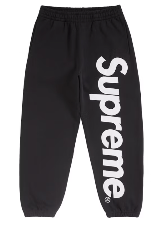 Supreme Satin Applique Sweatpant (FW24) Black – YankeeKicks Supreme Satin Applique Sweatpant (FW24) Black – YankeeKicks