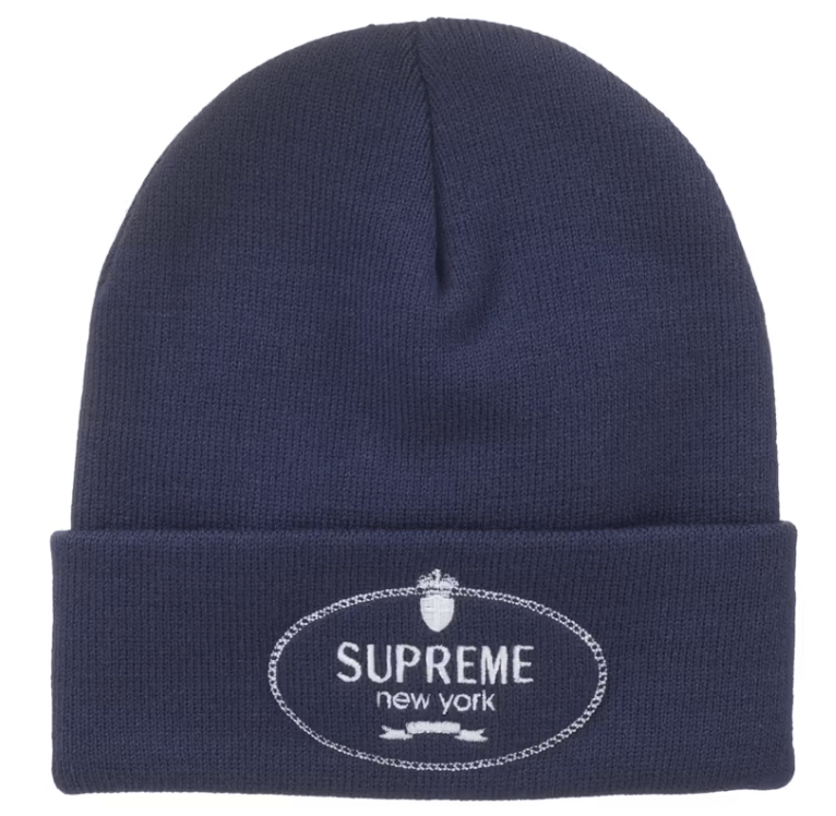 Supreme Crest Beanie Navy – YankeeKicks Online Supreme Crest Beanie Navy – YankeeKicks Online