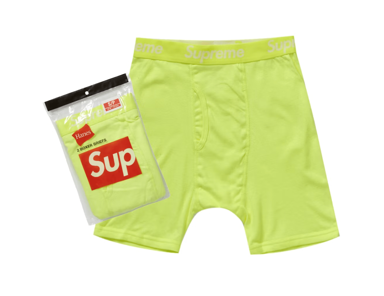 Supreme Hanes Boxer Briefs (2 Pack) Flourescent Yellow