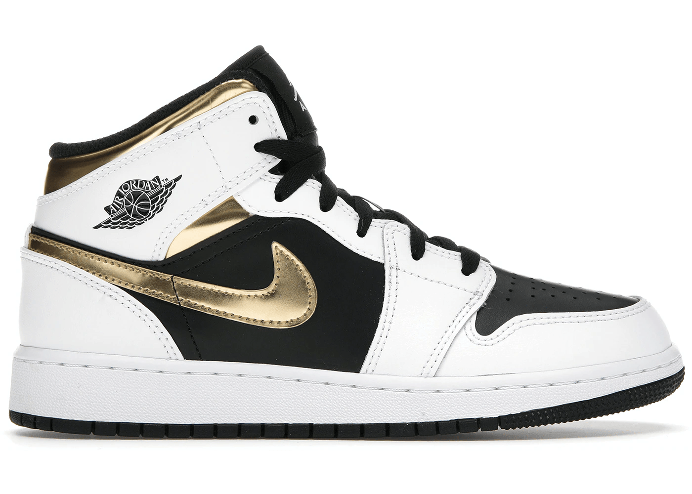 Jordan 1 Mid White Gold Black (GS) – YankeeKicks Online Jordan 1 Mid White Gold Black (GS) – YankeeKicks Online