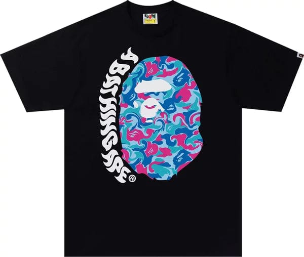 Bape Marble Camo Ape Head Tee Black