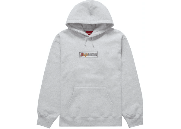 Supreme Bling Box Logo Hooded Sweatshirt Ash Grey – YankeeKicks Online