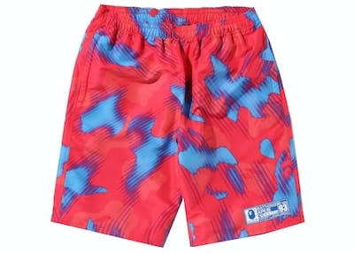 BAPE Stroke Camo Beach Shorts Red – YankeeKicks Online