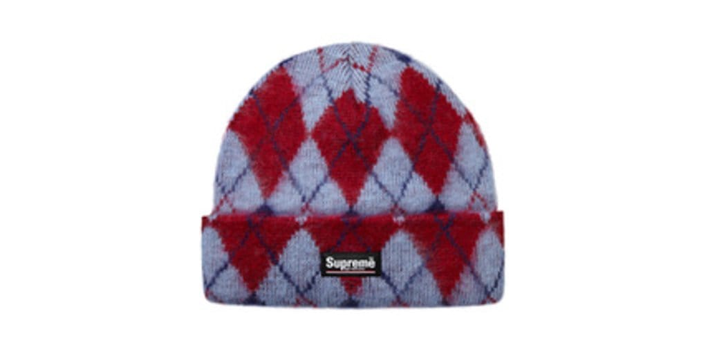 Supreme Argyle Mohair Beanie Blue/Red – YankeeKicks Online