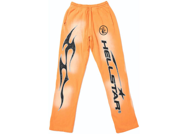 Hellstar Fire Orange Flare Bottom Sweatpants Orange Dye