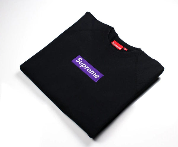 Supreme Purple on Black Supreme Box Logo Crewneck